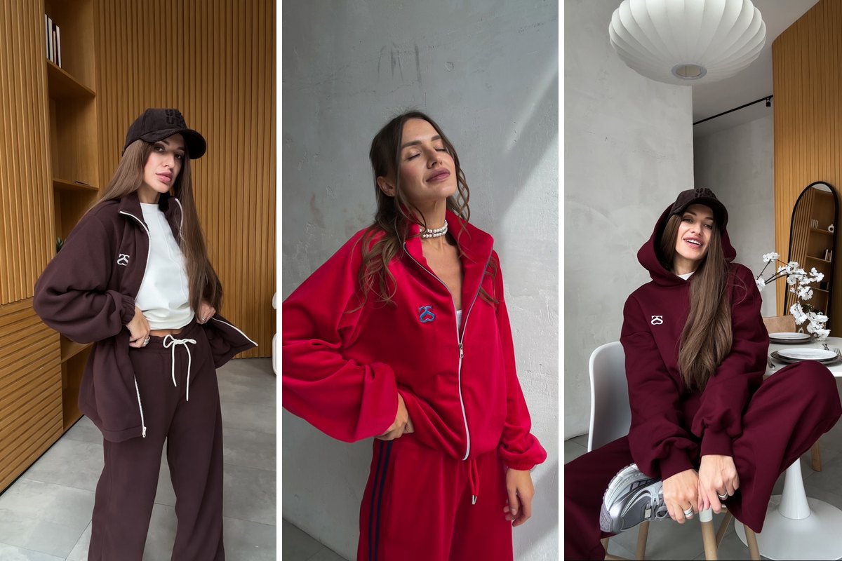 Три образа со спортивным костюмом: КАРЕЛИЯ, RED и BURGUNDY