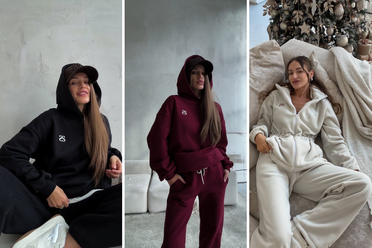 Тёплые женские костюмы: BLACK и BURGUNDY с начёсом, флисовая КАРЕЛИЯ молочная